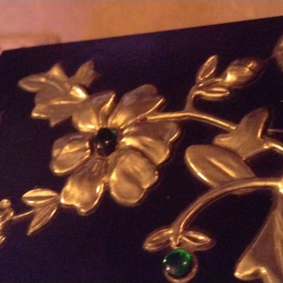 1950's Elegant Gold and Green Lacquered Floral Book Ends - Picture 3 of 4